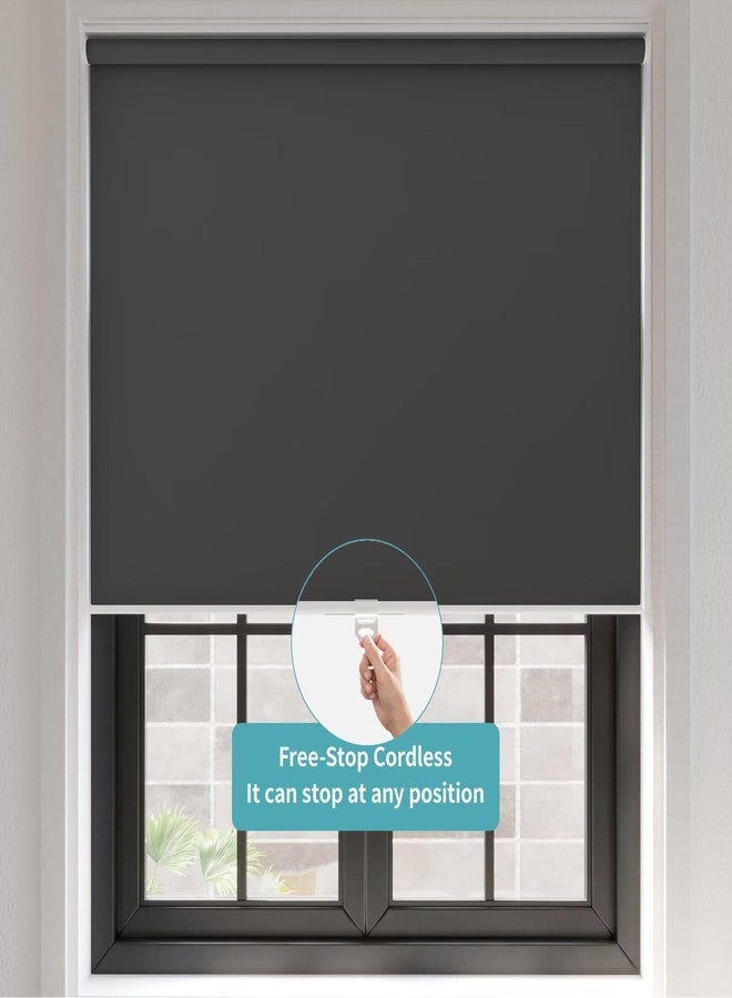 MYshade Blackout Cordless Roller Shades, Room Darkening Free-Stop Roll Up Blinds for Windows, Pull Down Blocking Blind for Home and Office, Easy to Install, 21" X 72", Black - Image 2